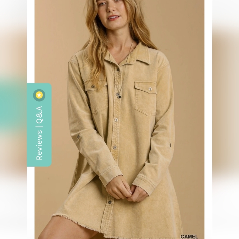 $Button-up Cordouroy Shirt/ Dress, Size S